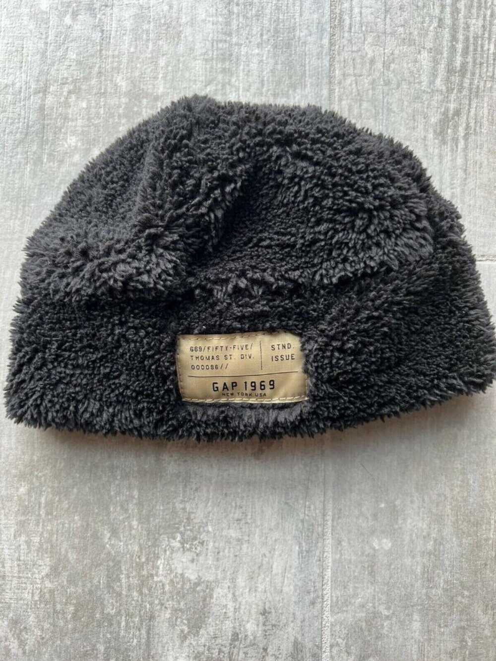 GAP Kids Boys TB Tech Beanie Fleece Sherpa Black Super Soft Warm Hat S / M
